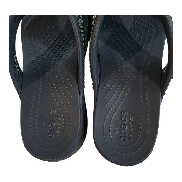 Crocs Monterey Diamante Wedge Flip Sandal Women's Size 10 Navy Blue - Picture 5 of 9